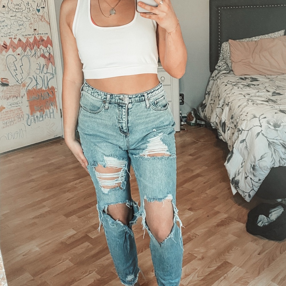 distressed mom jeans